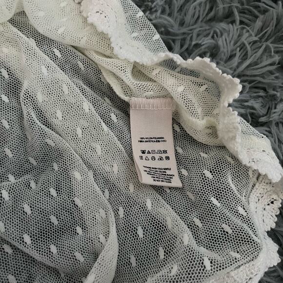 Free People Fiona Victorian Mesh Lace Cream Fairy Top XS Boho - Picture 8 of 8